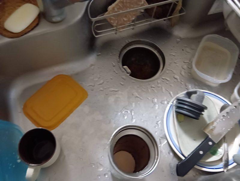 台所のシンクに置いた固形石けんと食器